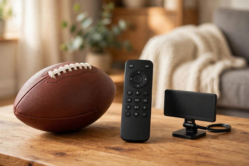 How to Watch NFL Free & Legally Without Cable (2026) American football with TV remote and digital antenna for watching NFL free without cable